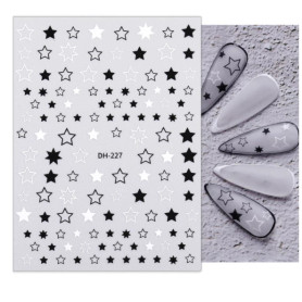 Aufkleber 3d Stars black & white