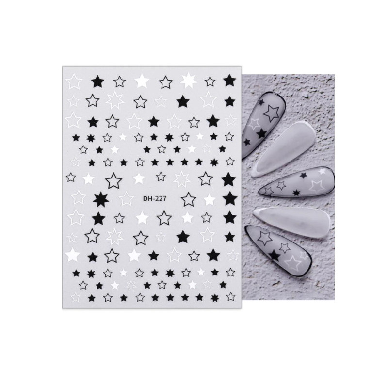 Aufkleber 3d Stars black & white