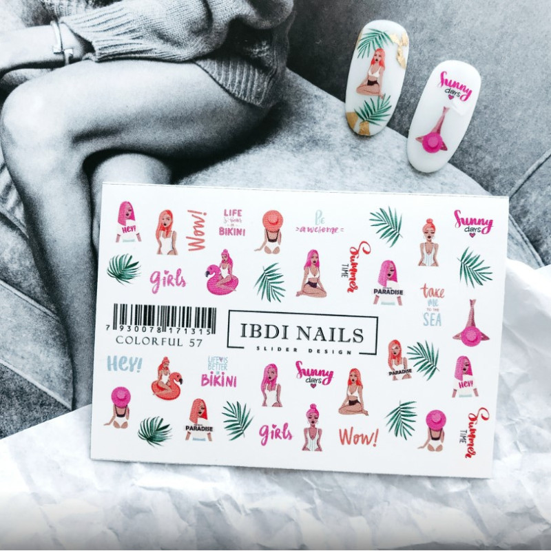 IBDI NAILS COLORFUL 57-SLIDERS/WRAPS-Double Beauty Shop