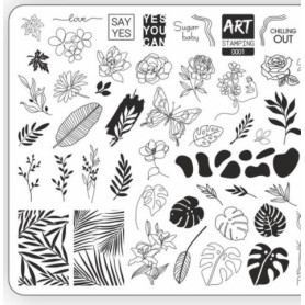 0001 Matte stamping schablone + design blatt ART STAMPING