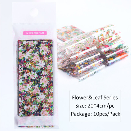 Nailart Folie Flower and Leaf Print set 10 pcs