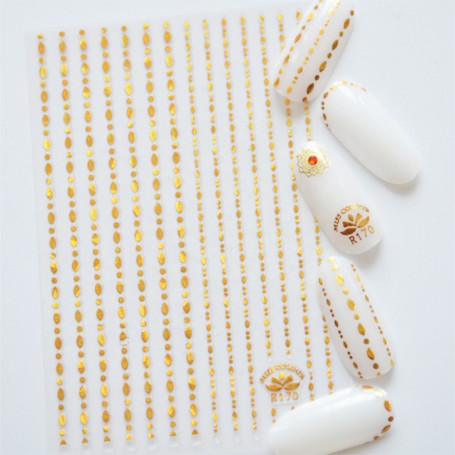 Aufkleber 3d Dots Stripes gold Nailart