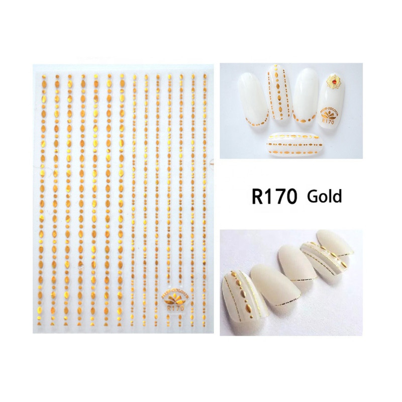 Aufkleber 3d Dots Stripes gold Nailart-STRIPES-Double Beauty Shop