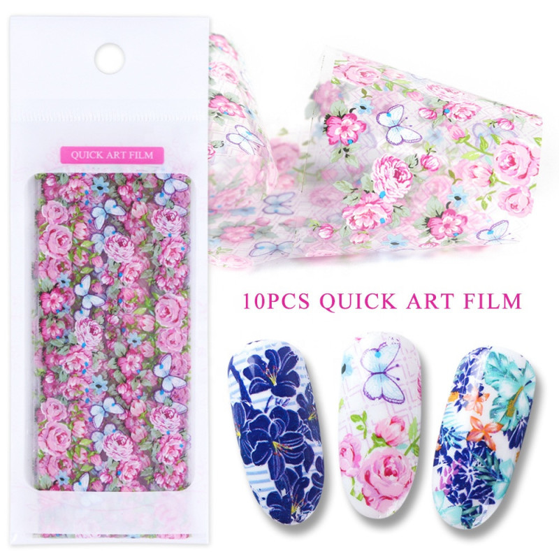 Nailart Folie Flowers Print set 10 pcs