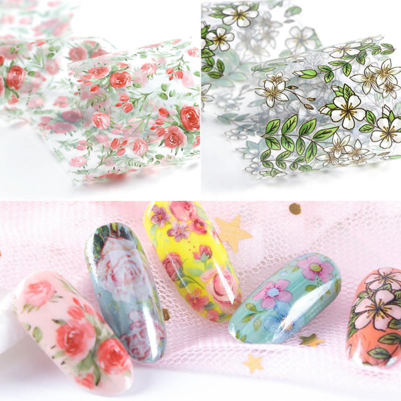 Nailart Folie Flowers Print set 10 pcs-NAILART FOLIE-Double Beauty Shop