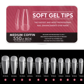 Medium Coffin Full Coverage - Soft gel Tips  550 Stk NailArt