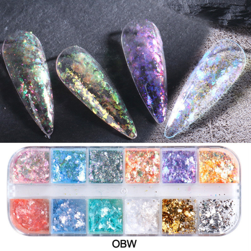 MIX OPAL FLAKES 12 stk. NailArt-FLAKES-Double Beauty Shop