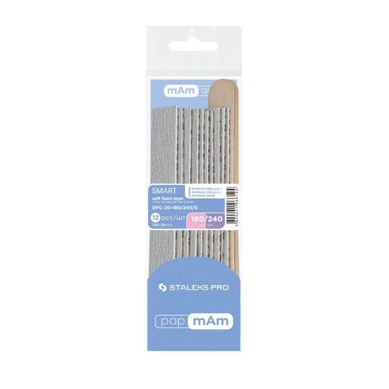 10 Ersatzfeile soft 180/240 grid + 2 wooden base SET PAPMAM (DFC-20) STALEKS SMART