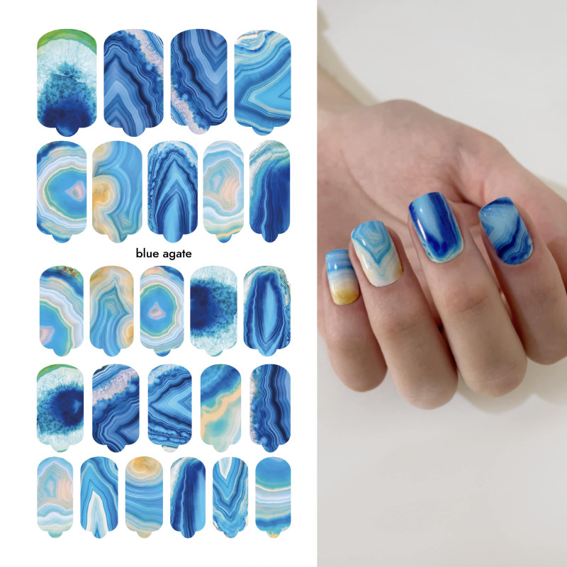 Blue Agate - Nail Wraps by Provocative Nails