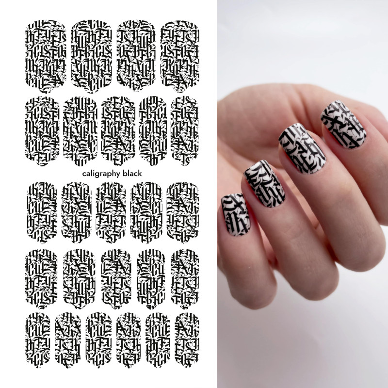 Caligraphy black - Nail Wraps by Provocative Nails