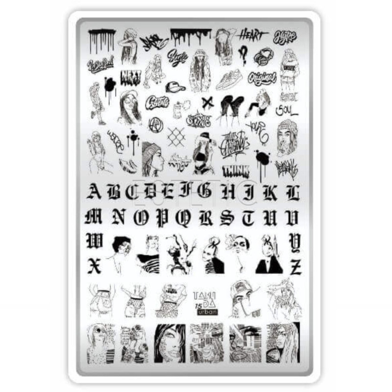 15 URBAN stamping schablone + design blatt TAKIDA-ALLE SCHABLONEN-Double Beauty Shop