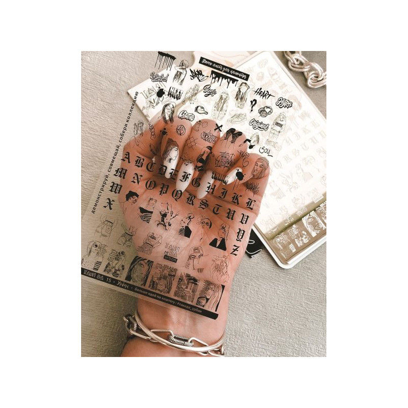 15 URBAN stamping schablone + design blatt TAKIDA-ALLE SCHABLONEN-Double Beauty Shop