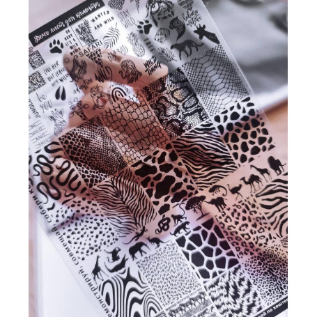 30 SAFARI stamping schablone + design blatt TAKIDA