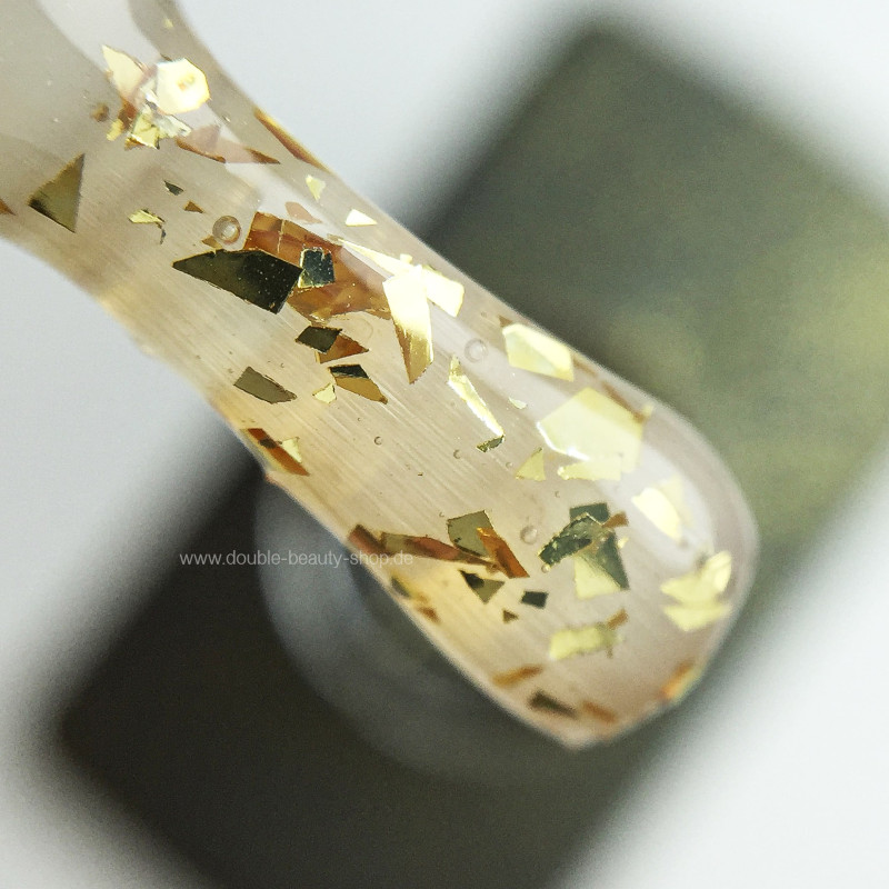 GOLD FLAKES - Glossy Top Coat (No Wipe) 15ml HEYLOVE