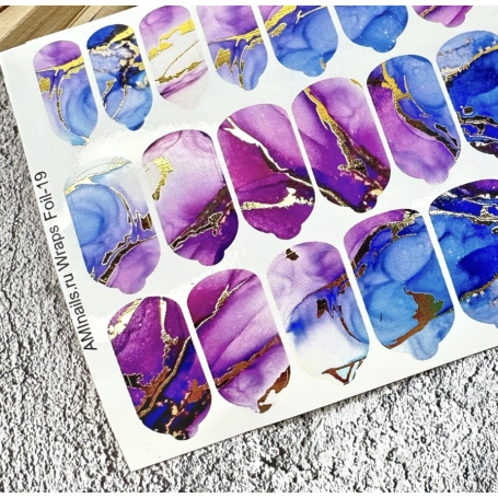 Nagelfolie 19 Foil Nail Wraps für Maniküre AMINAILS