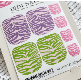 103 PASTEL ZEBRA -  PEDIKÜRE Nail Wraps IBDI Nails 2