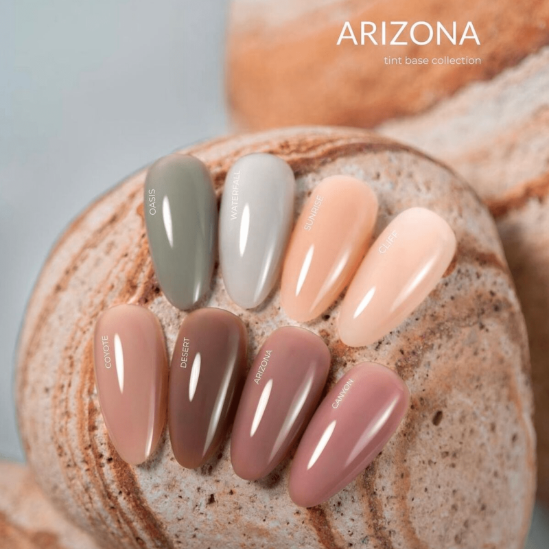 ARIZONA - COLLECTION SET (8st x 15 ml) Tint Base + Aufkleber Stickers für tips HEYLOVE