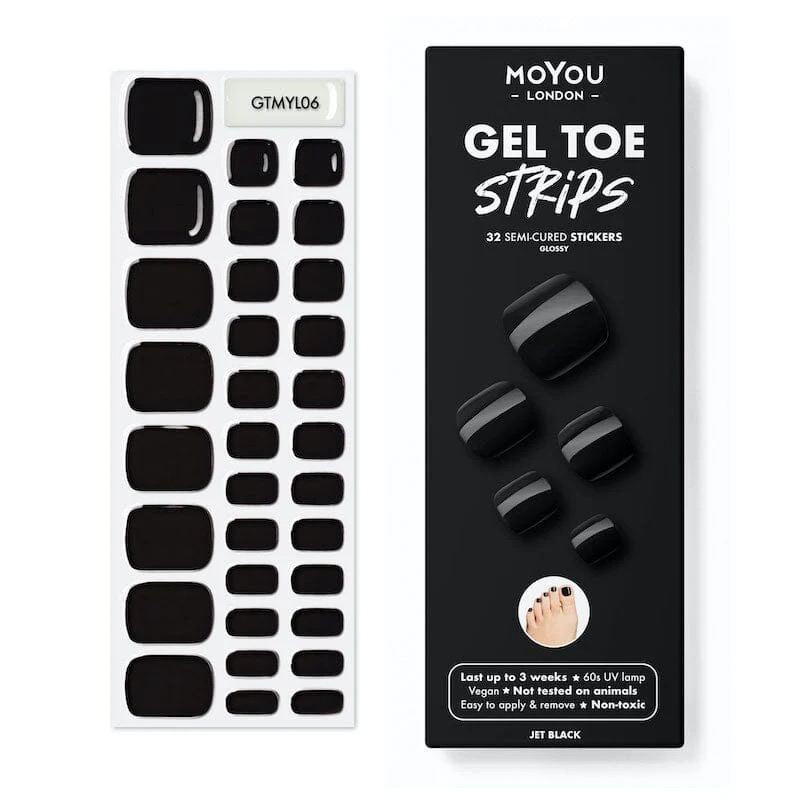 JET BLACK - PEDIKÜRE Gel Nail Strip (Gel Wraps) MoYou London