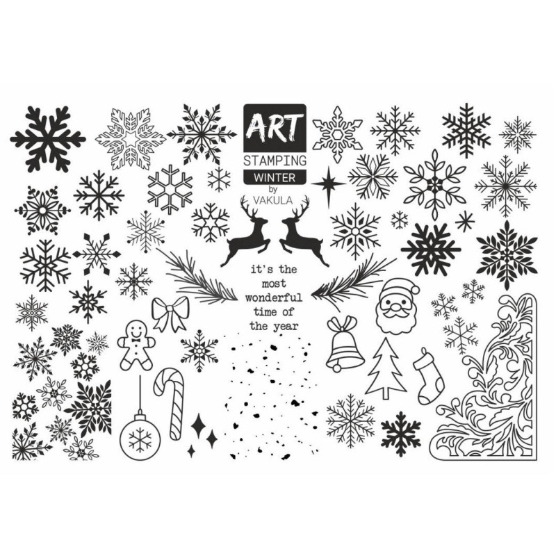 WINTER by Vakula Matte stamping schablone + design blatt ART STAMPING