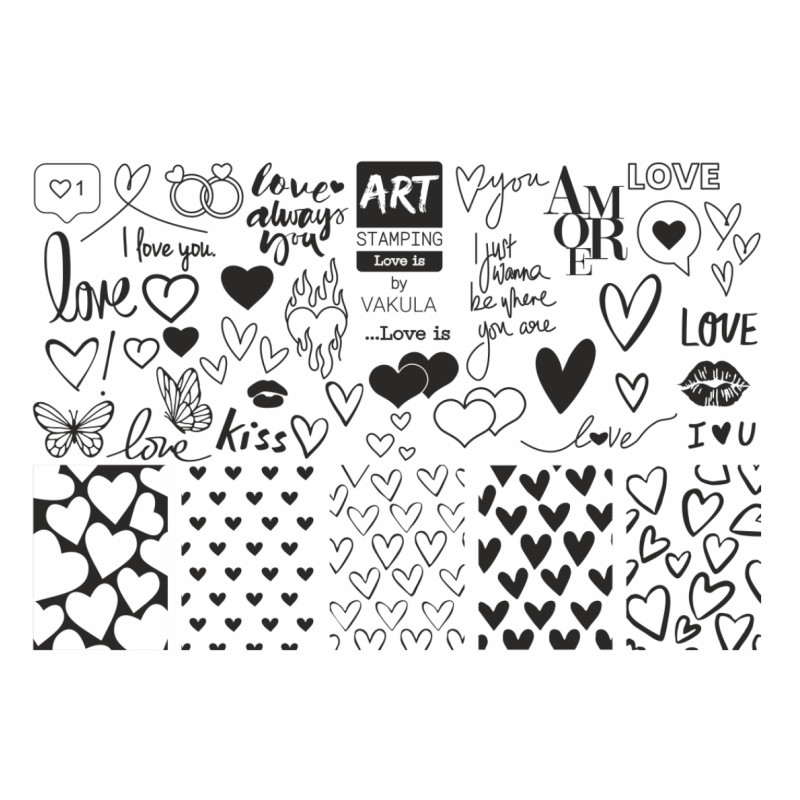 Love is by Vakula Matte stamping schablone + design blatt ART STAMPING