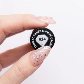 924 Silver & White Drops - UV Nagellack 7ml Semilac 2
