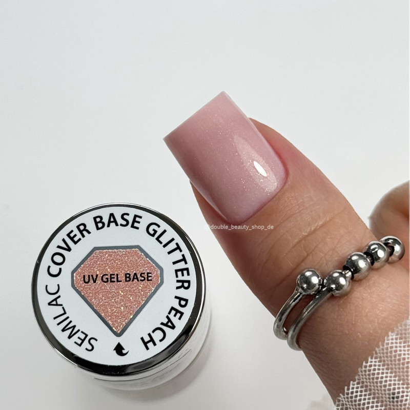 Glitter Peach - Skin Tone Cover Base Coat 7ml Semilac-BASE-Double Beauty Shop