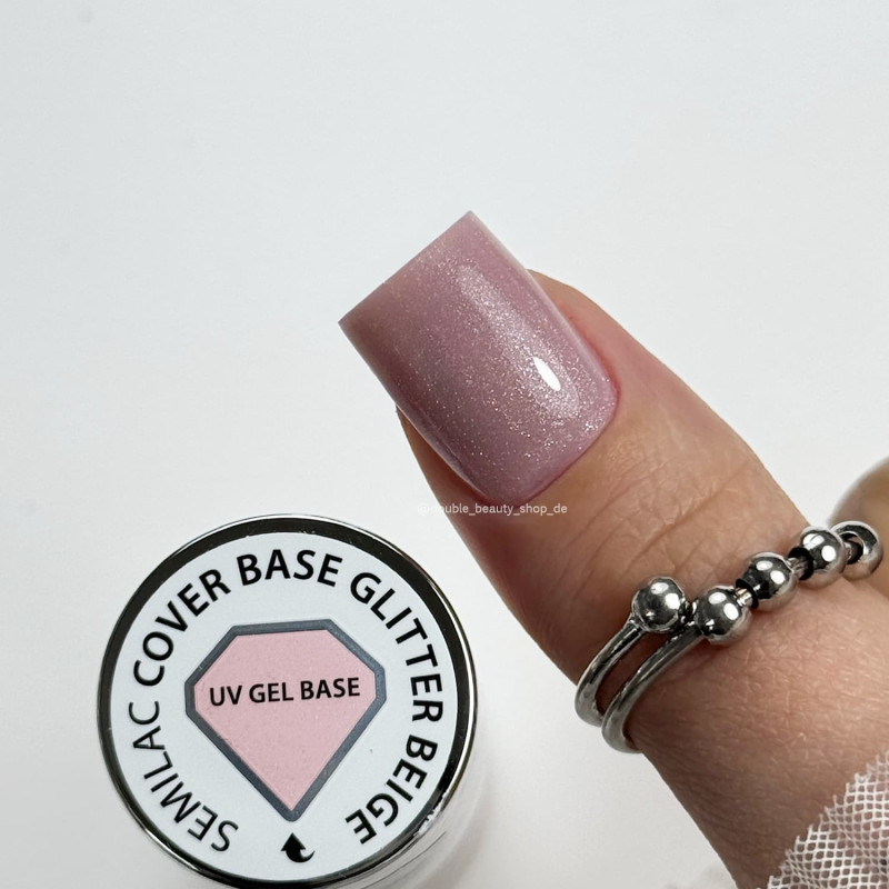 Glitter Beige - Skin Tone Cover Base Coat 7ml Semilac-BASE-Double Beauty Shop