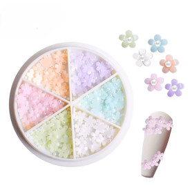 Nail Art Carousel Blümchen mit Perlen