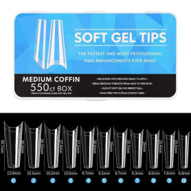 Medium Coffin French Coverage- Soft gel Tips 550 Stk NailArt